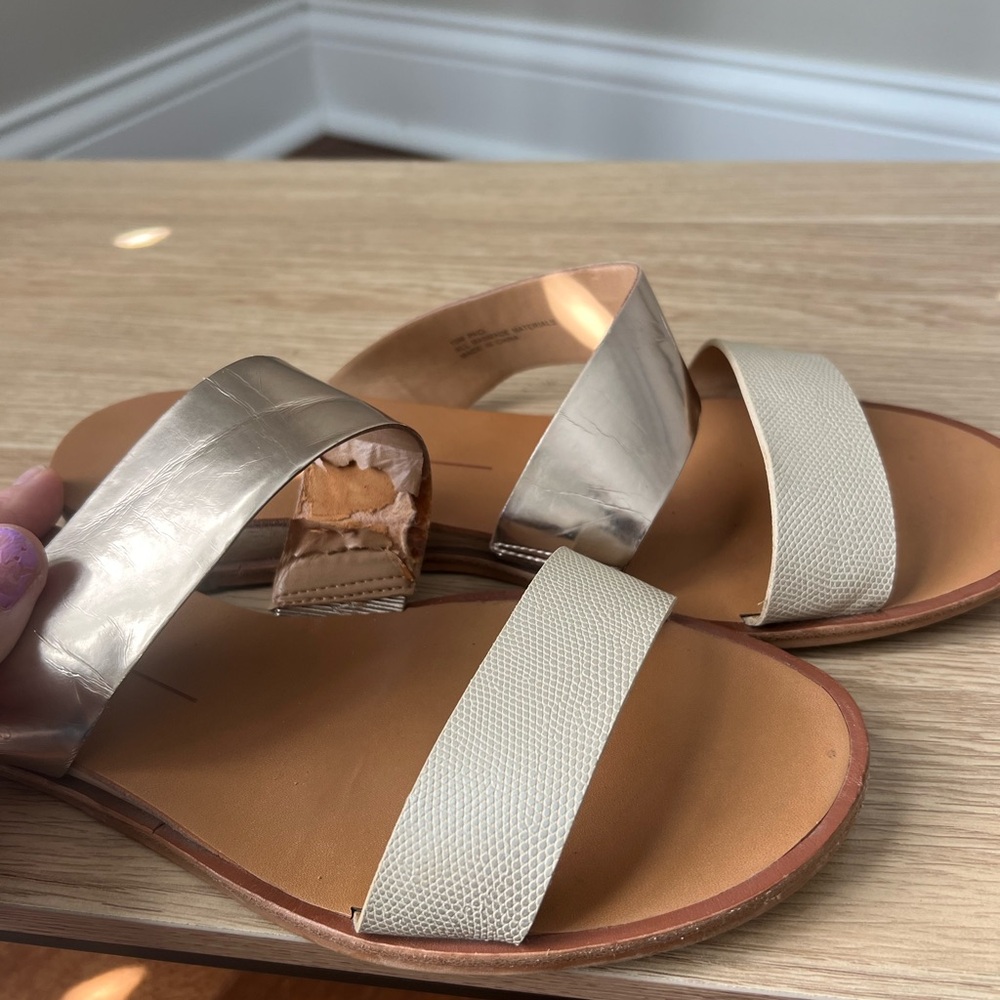 Dolce Vita Metallic and Cream Sandals - Picture 3 of 3